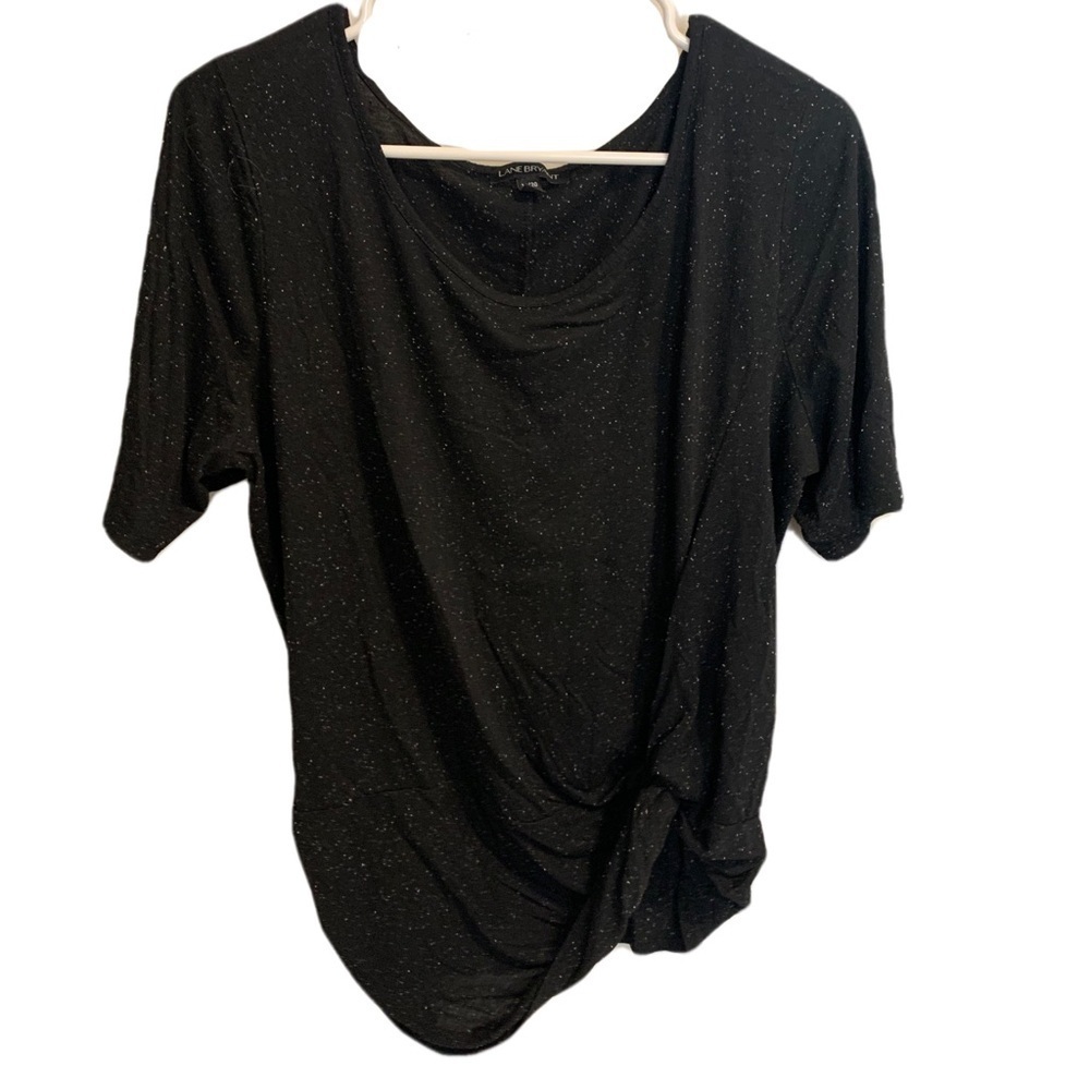 3/$15 Lane Bryant Black Sparkle Ruched & Knot Detail Top - Plus Size 18/20